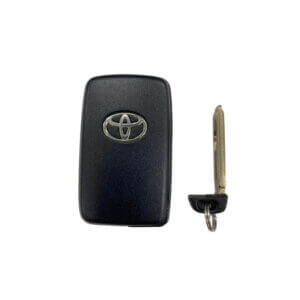 Toyota Vitz Smart Key Duplication in Kenya 2012–2020, 2 Button Toyota Vitz Smart Key front view duplication service in Kenya Toyota Vitz Smart Key back view key programming in Kenya Toyota Vitz Smart Key back view in Kenya with emergency blade