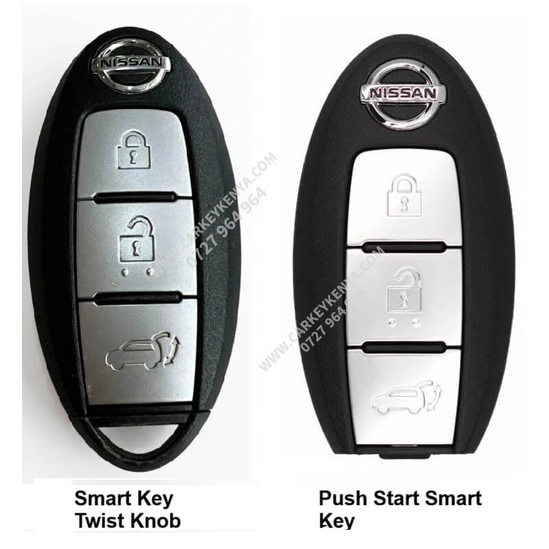 Nissan X-Trail Twist Knob Key & Smart Push Start Key front view